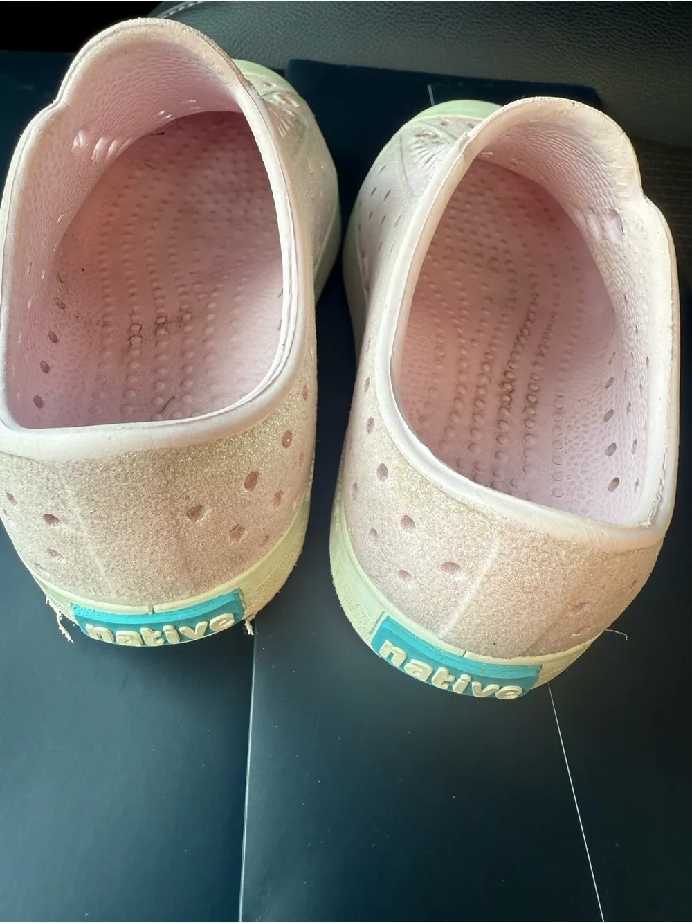 Native Kids Glitter Slip-On Water Shoes in Light Pink